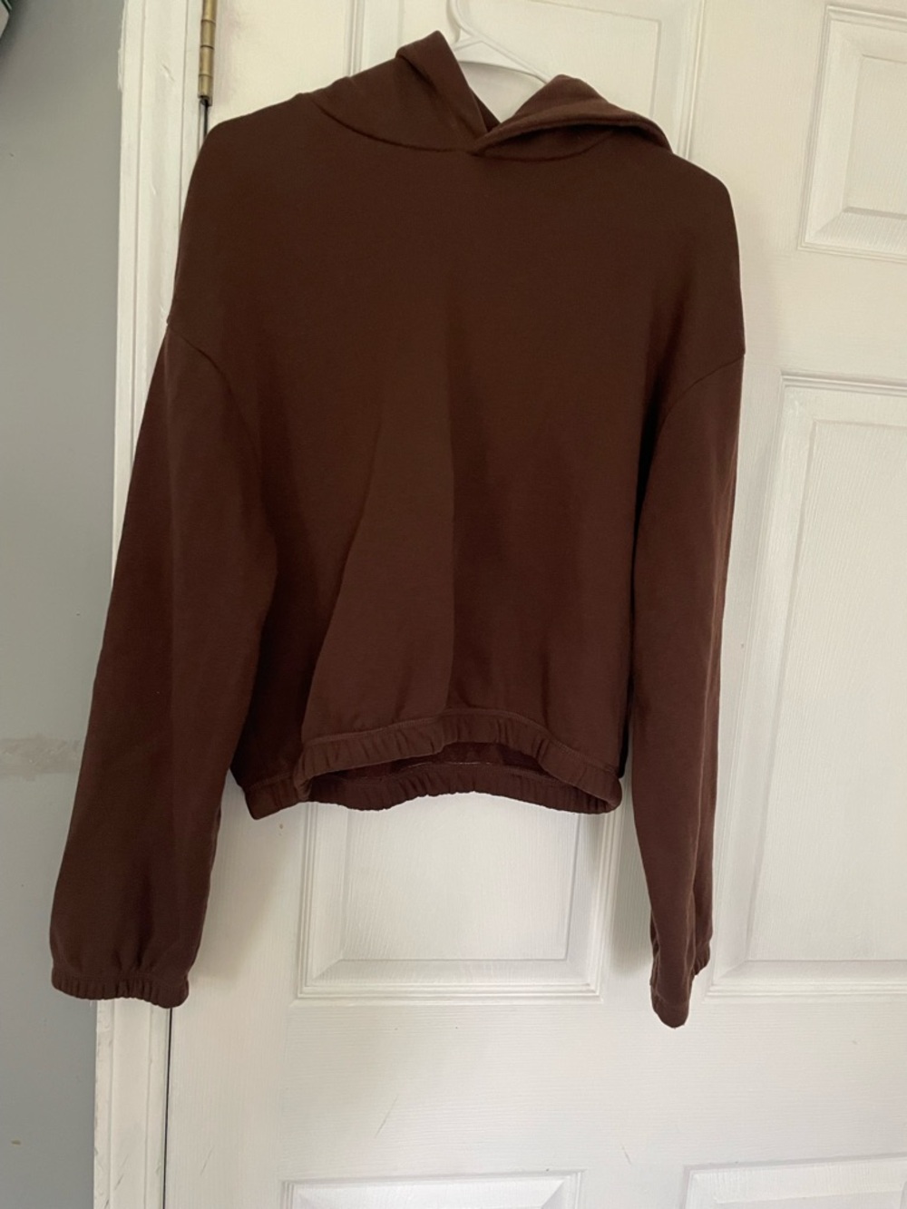 Zara Chocolate Brown Cropped Hoodie Sweatshirt